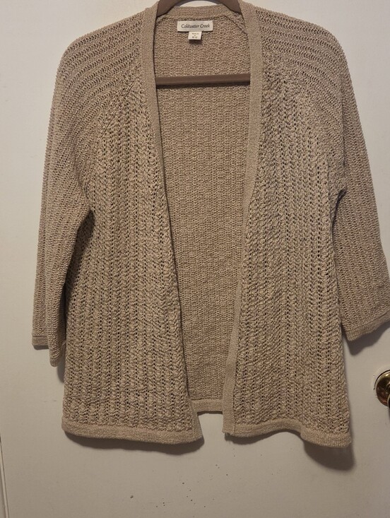 Coldwater Creek Sweaters - Coldwater Creek Open-Front Knit Cardigan in Taupe